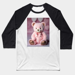 Valentine's Day Cute Teddy Bear with Gold Bow Tie Baseball T-Shirt